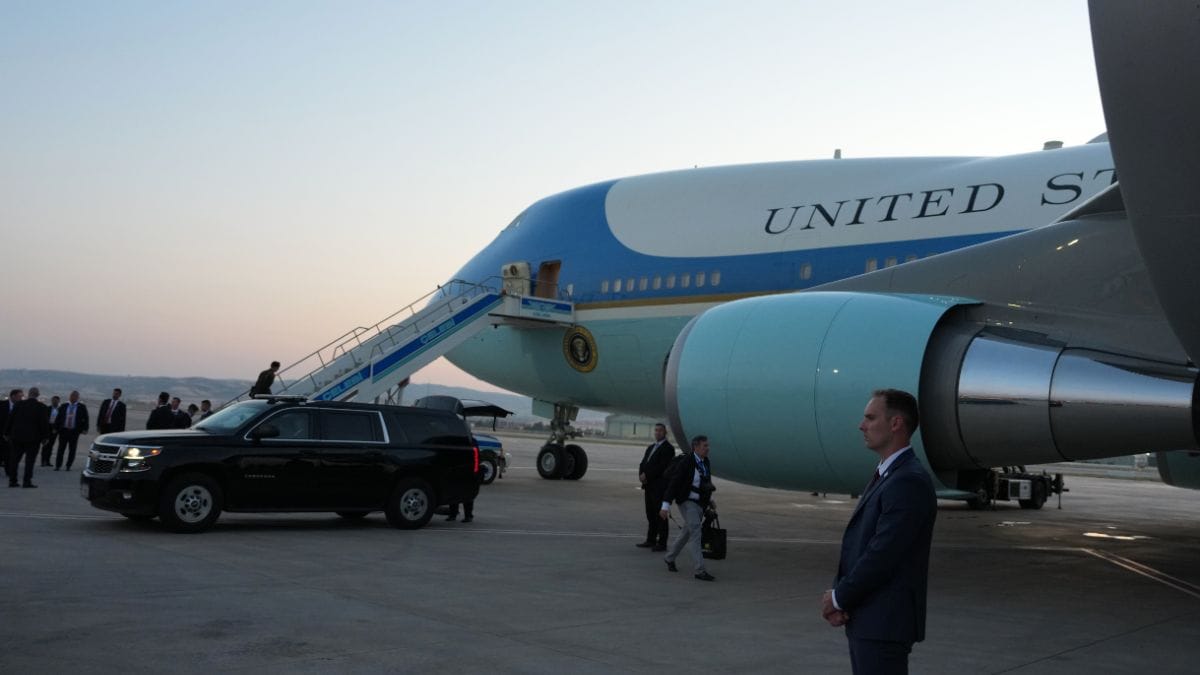 Airforce One sits on the tarmac before U.S. President Donald Trump departs following the NATO summit at Ankara International Airport in Ankara | AP 