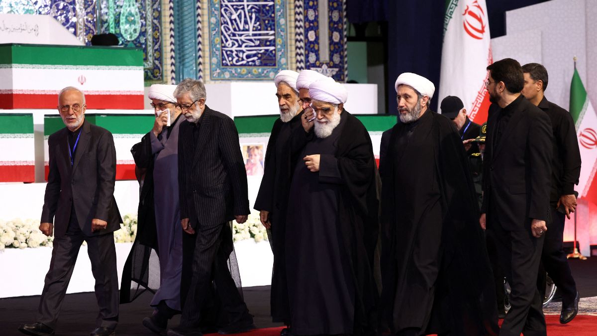 Father-in-law of Iran's Supreme Leader Mojtaba Khamenei, Gholamali Haddad Adel attends a farewell ceremony for Iran's late Supreme Leader Ayatollah Ali Khamenei | Reuters