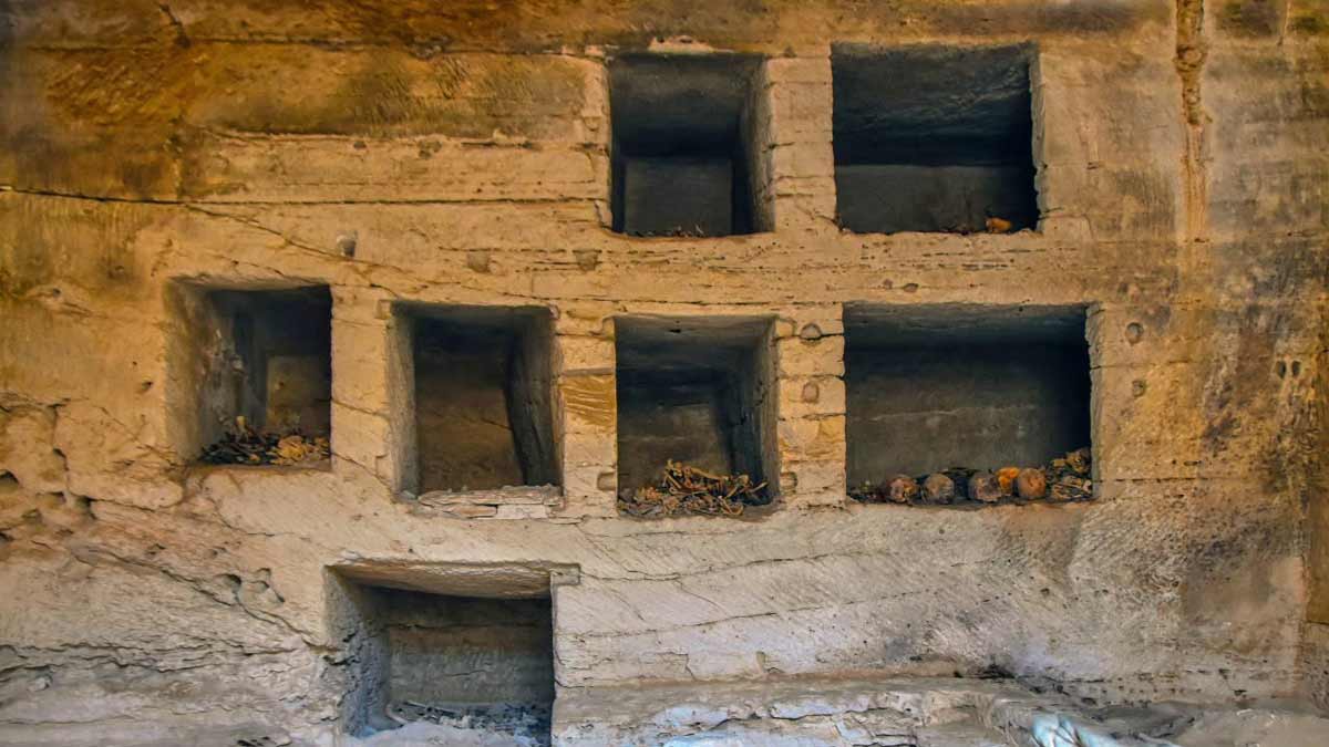 Some of seven surface limestone-built tombs discovered in the Marina el-Alamein archaeological site | Egypt's Ministery of Tourism and Antiquities / AP