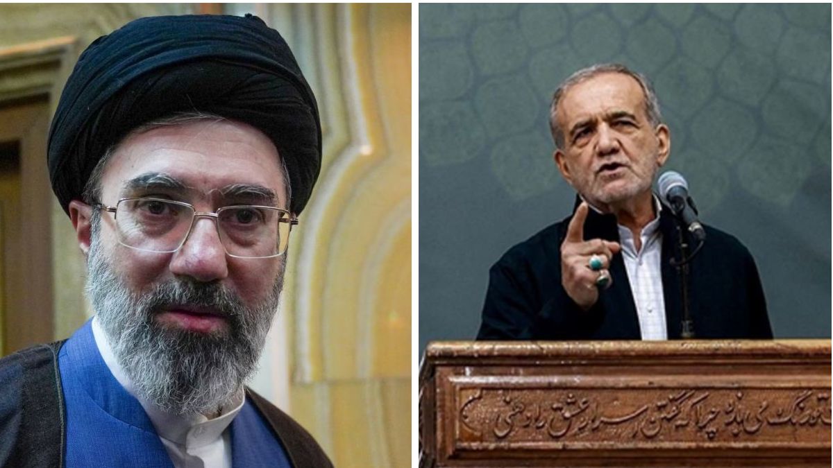 Iran's Supreme Leader Mojtaba Khamenei (Right)  Iranian President Masoud Pezeshkian. 