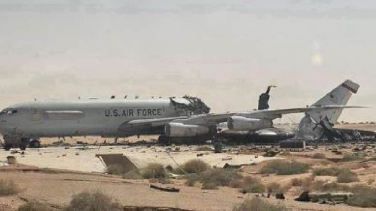Remains of a US Air Force aircraft damaged in Iranian drone, missile attack | CBS News 