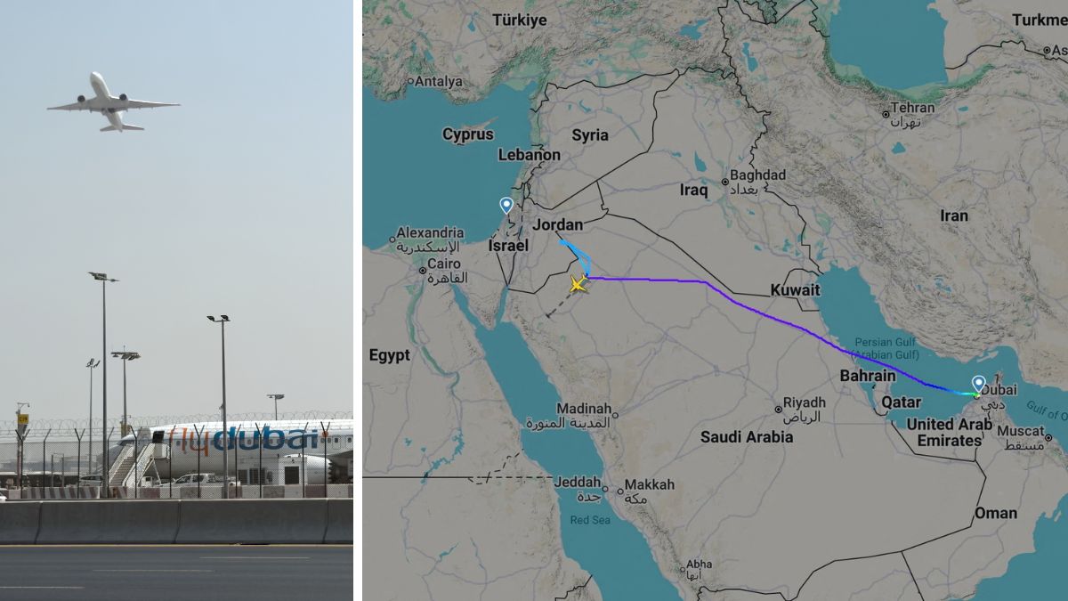 Flightradar24 shows a flydubai flight to Israel which was diverted to Saudi Arabia | X  