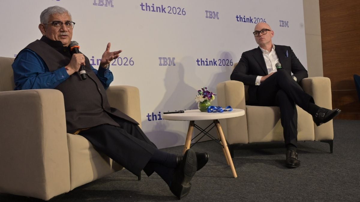 Sandip Patel (Left), MD, IBM India & South Asia and Hans Dekkers, General Manager, IBM Asia Pacific address the press conference in Mumbai | Amey S. Mansabdar
