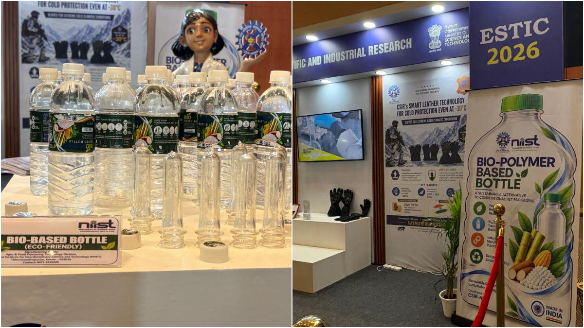 Pics of  the bottles made from polylactic acid (PLA)-based biopolymers blended with natural materials