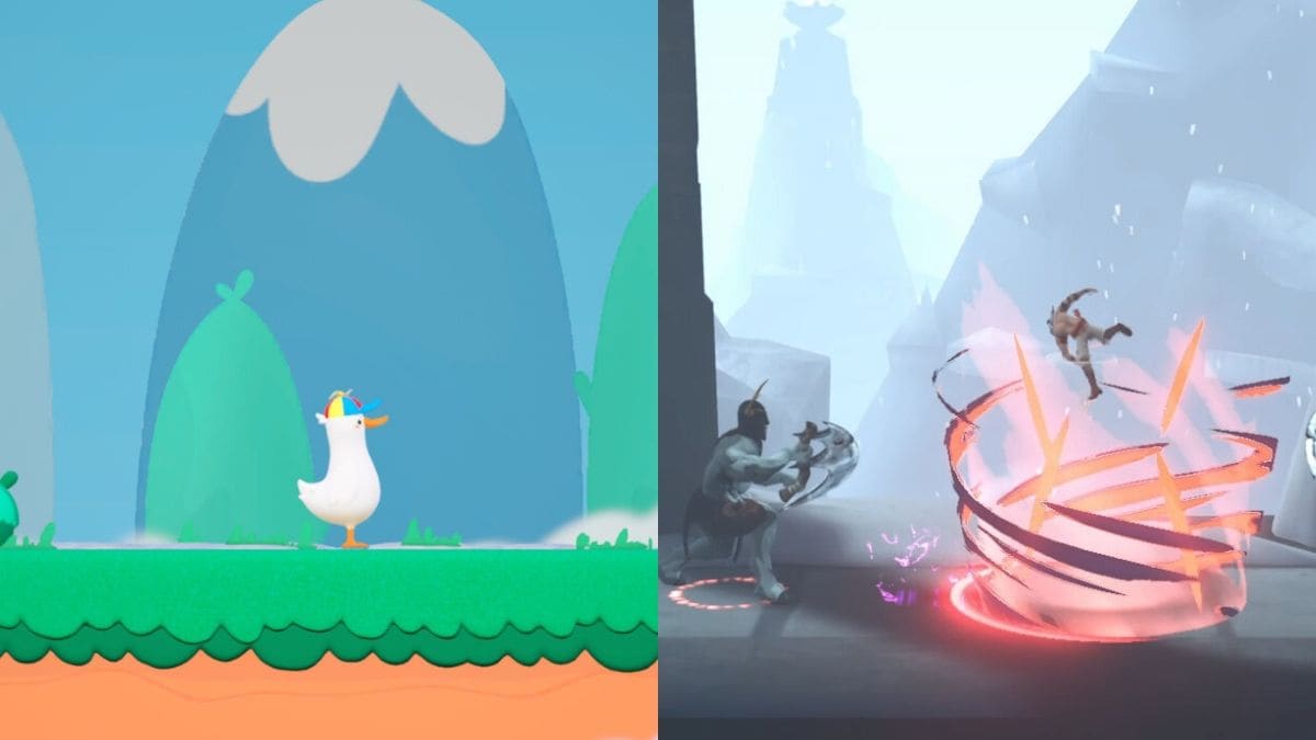 Screenshots from ‘Dodo Duckie’ (left) and  ‘Winds of Arcana: Ruination’ | Steam