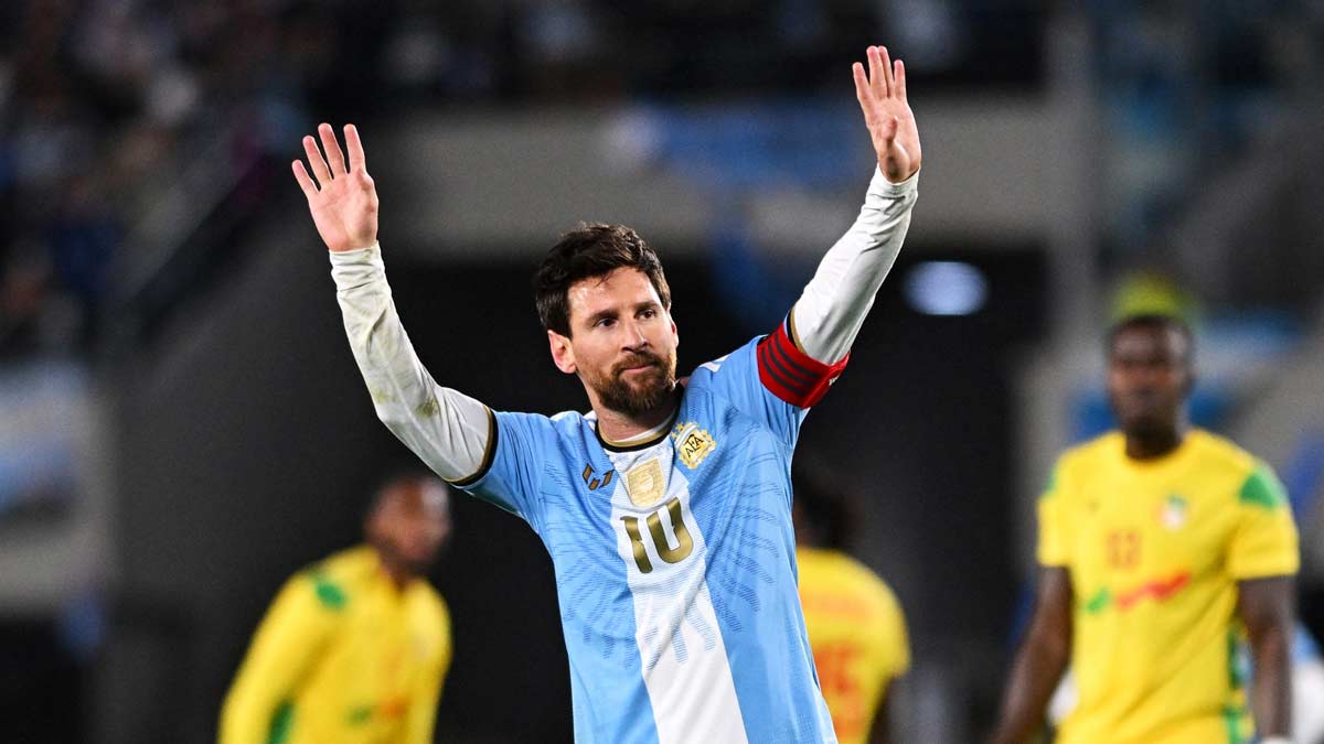 Argentina's Lionel Messi celebrates scoring their third goal against Benin | Reuters
