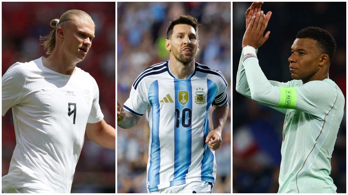 From left: Erling Haaland, Lionel Messi and Kylian Mbappe | Agencies