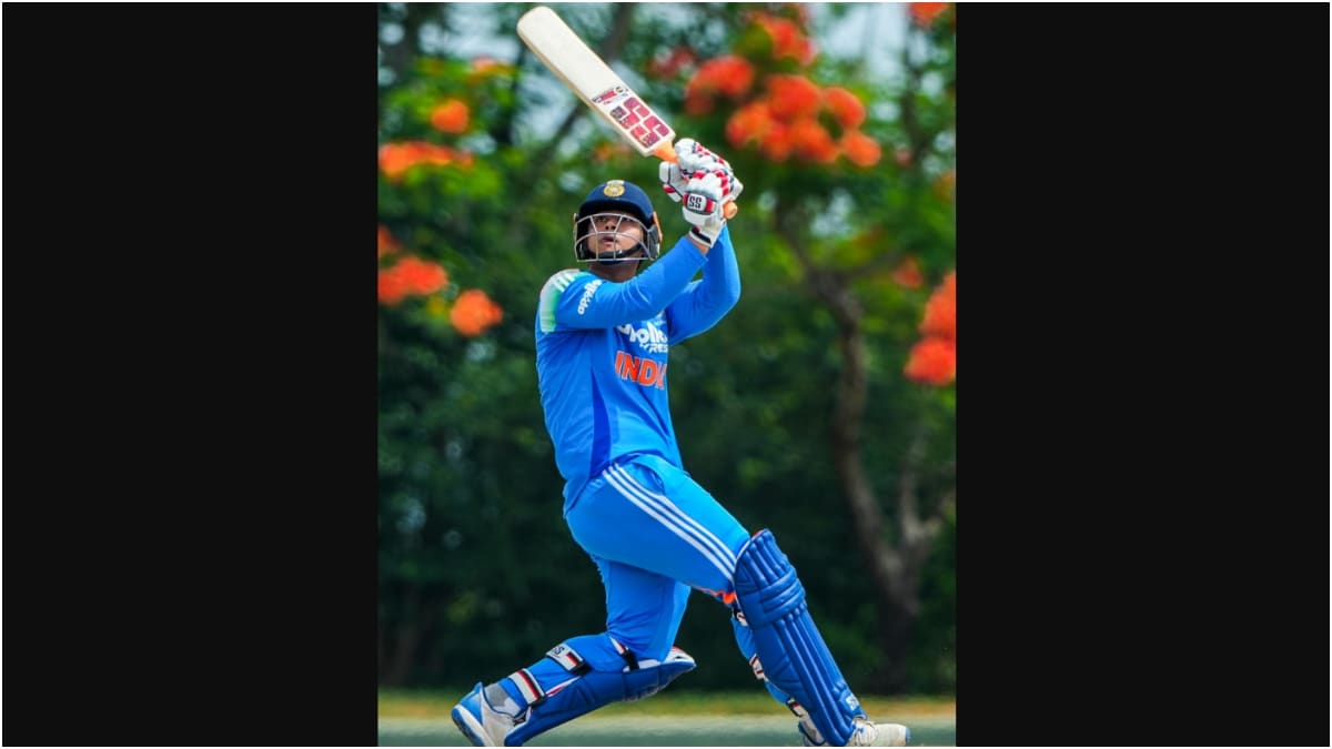 India's Vaibhav Sooryavanshi plays a shot during the fifth match between India A and Afghanistan A in the Tri-Nation A Series | PTI