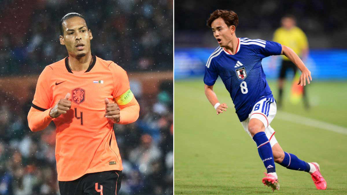 Virgil van Dijk (left); Takefusa Kubo