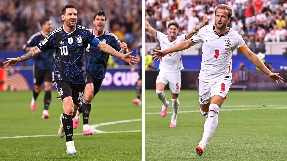 (File) Argentina skipper Lionel Messi (left) and England captain Harry Kane | AFP