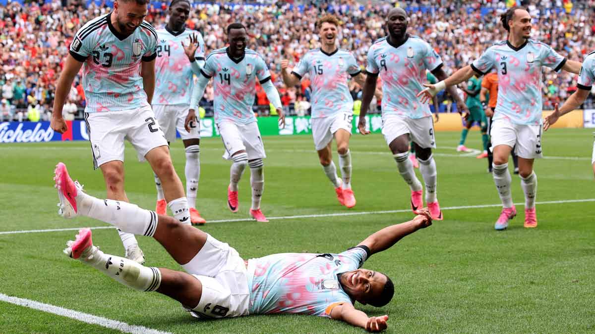 Belgium speaker Youri Tielemans celebrates scoring his team's third goal during the FIFA World Cup 2026 Round Of 32 match against Senegal at Seattle Stadium | AFP