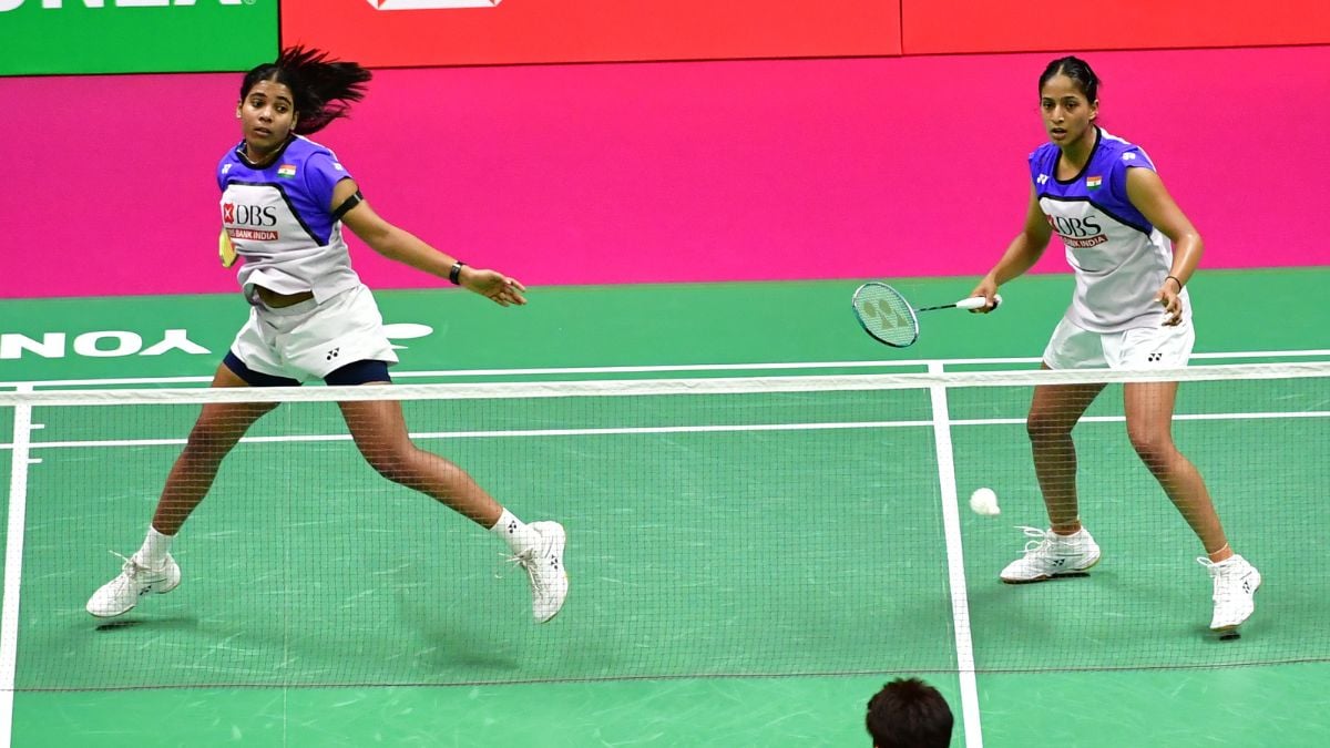India's Treesa Jolly and Gayatri Gopichand compete during a women's doubles semifinal badminton match against China's Liu Sheng Shu and Tan Ning (not pictured), at the BWF World Championships, at IGI Stadium, in New Delhi | Manorama