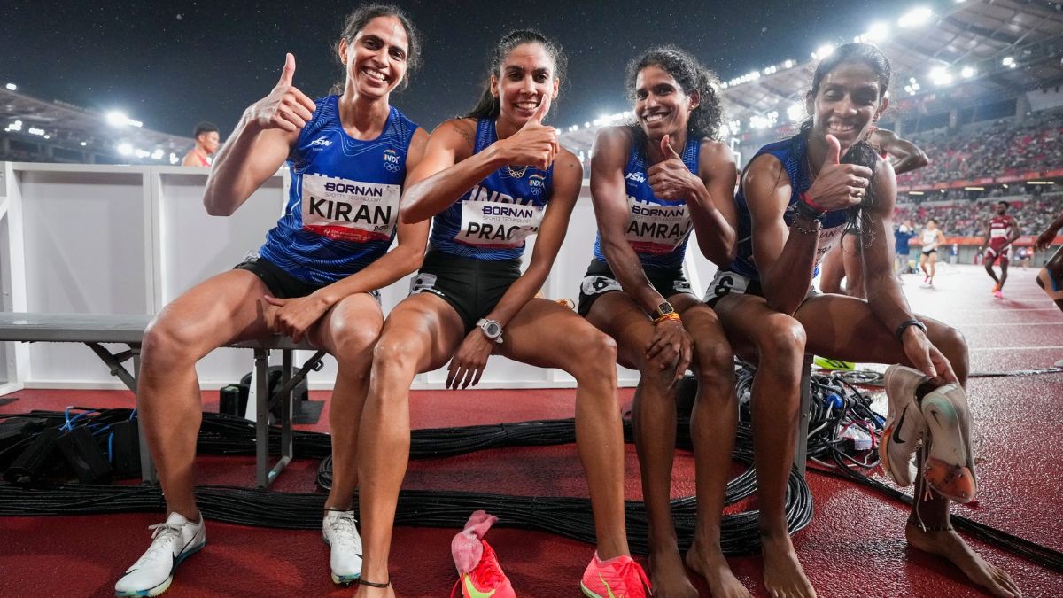 Nagoya: Indias Kiran, Prachi, Poovama Machettira, and Vithya Ramraj celebrate after winning gold medal in the women's 4 x 100 relay final in the ongoing Asian Games 2026, in Nagoya, Japan, Tuesday, Sept. 29, 2026. (PTI Photo/Arun Sharma)