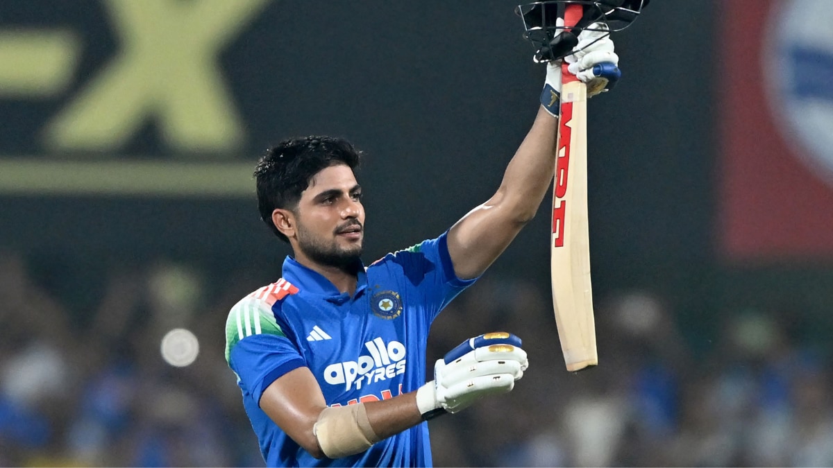India's captain Shubman Gill celebrates after scoring a double-century during the second ODI cricket match between India and West Indies at the Barsapara Cricket Stadium in Guwahati on September 30, 2026 | AFP