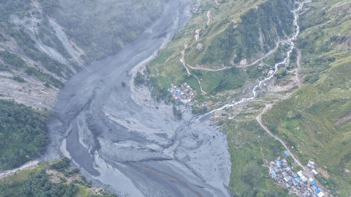  drone view shows the areas affected by flooding of Budhi Gandaki River following a dry landslide in Chumnubri village, Gorkha district, Nepal | Reuters 