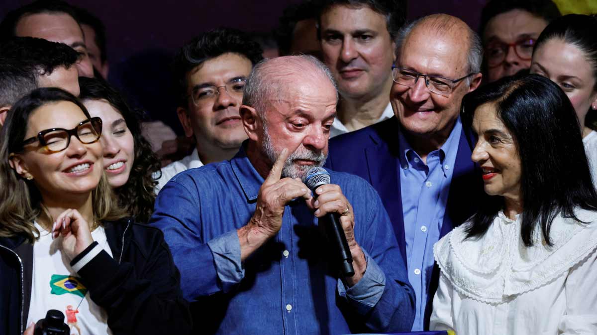 Brazilian President Luiz Inacio Lula da Silva speaks alongside his wife, Rosangela "Janja" da Silva, and Vice President Geraldo Alckmin after winning the presidential runoff election, in Sao Paulo | Reuters