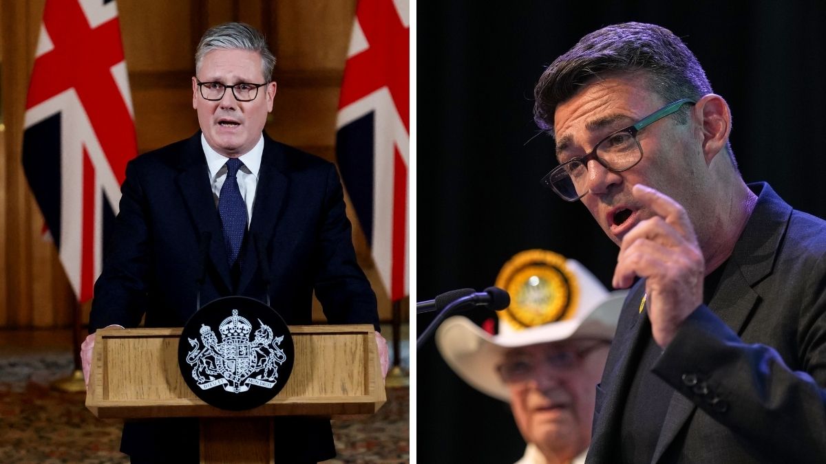 British Prime Minister Keir Starmer. (Right) Manchester Mayor Andy Burnham |  AP