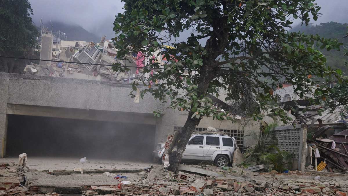 Debris of a collapsed building lies after an earthquake, in La Guaira, Venezuela | Reuters