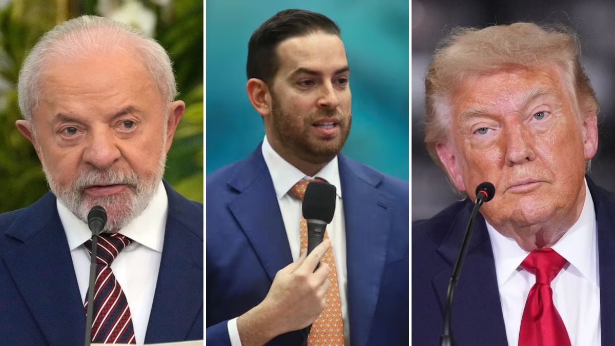 (From left) Brazil President Luiz Inacio Lula da Silva, Florida lawmaker Daniel Perez, and US President Donald Triump