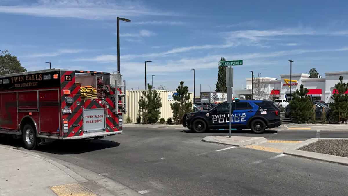 This image provided by KMVT shows the scene of a shooting that started at an In-N-Out Burger restaurant | AP