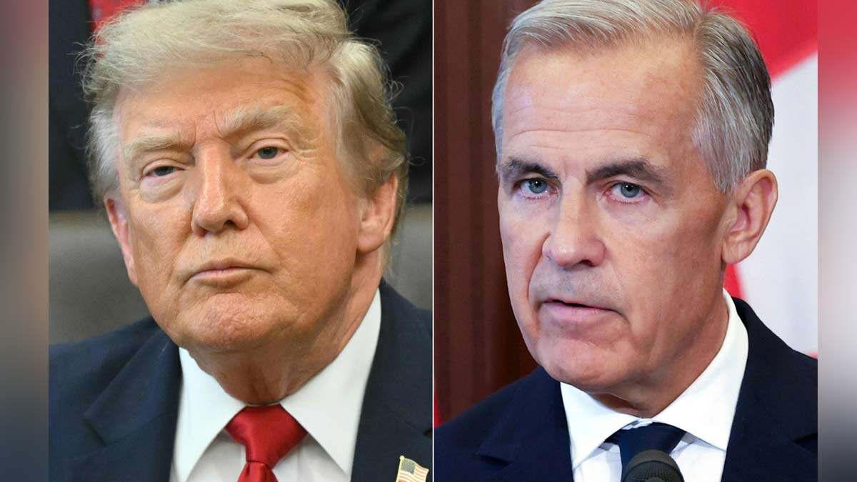 US President Donald Trump and Canadian Prime Minister Mark Carney | AFP