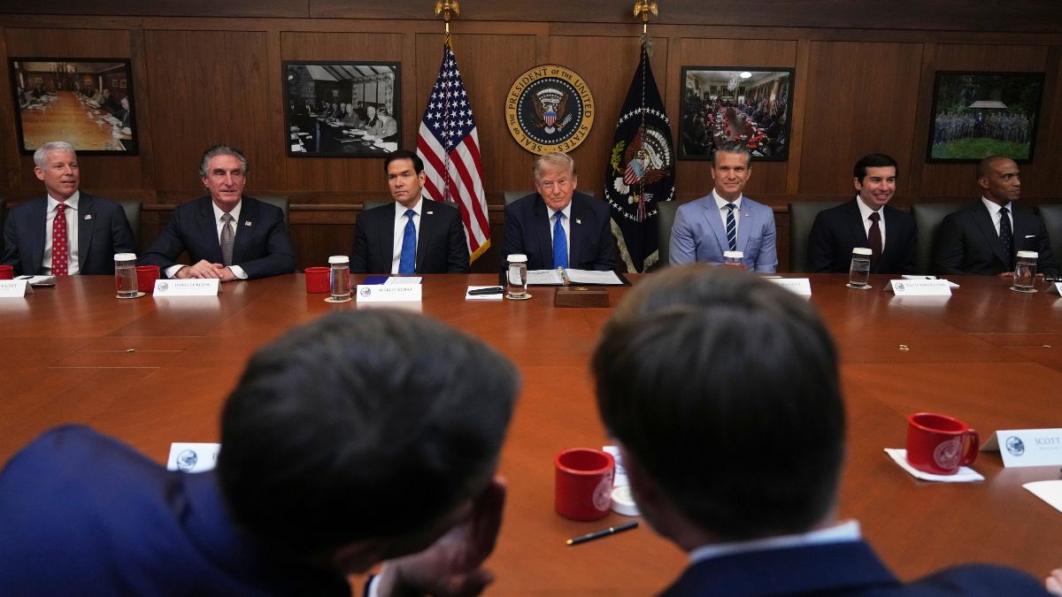 President Donald Trump, seated center, joined by Energy Secretary Chris Wright, from left, Interior Secretary Doug Burgum, Secretary of State Marco Rubio, Defense Secretary Pete Hegseth, acting Labor Secretary Keith Sonderling, and Housing and Urban Development Secretary Scott Turner, attends a cabinet meeting | AP 