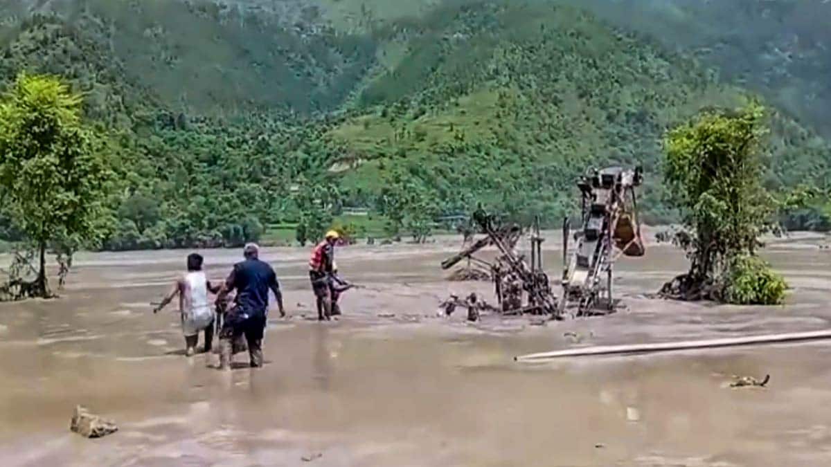 Rescue operation underway after a massive flood surged through the Bhote Koshi River in Nepal | PTI