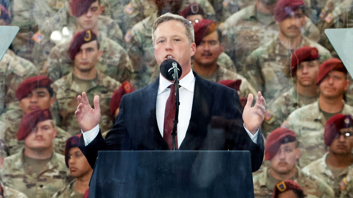 [File] Army Secretary Dan Driscoll speaks at the America 250 celebration at Fort Bragg in Fayetteville | AP