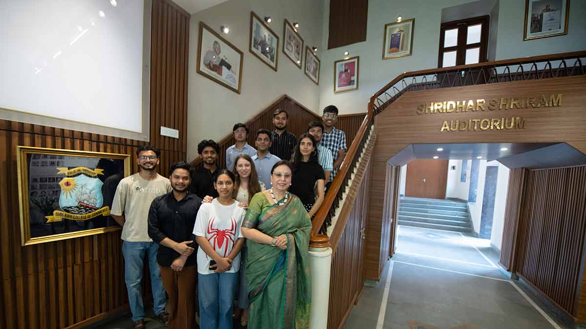 Simrit Kaur, principal of Shri Ram College of Commerce, with students | Kritajna Naik