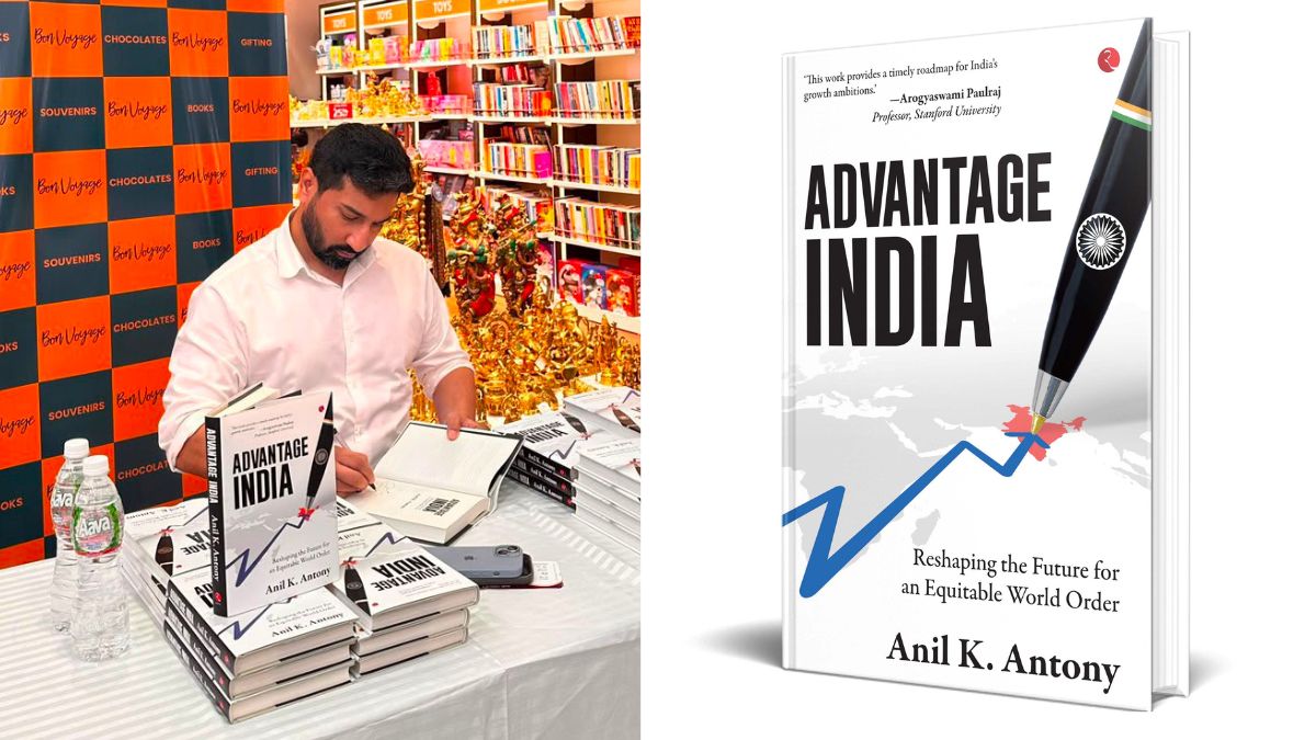 Anil K. Antony participates in the book signing of 'Advantage India: Reshaping the Future for an Equitable World Order' at Bon Voyage, Terminal 1 Departure, Thiruvananthapuram International Airport | X, Rupa Publications