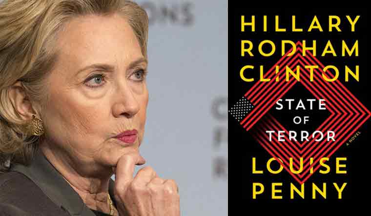 Collage: Former US Secretary of State Hillary Clinton, the cover of her upcoming novel with Louise Penny | Reuters, Simon & Schuster
