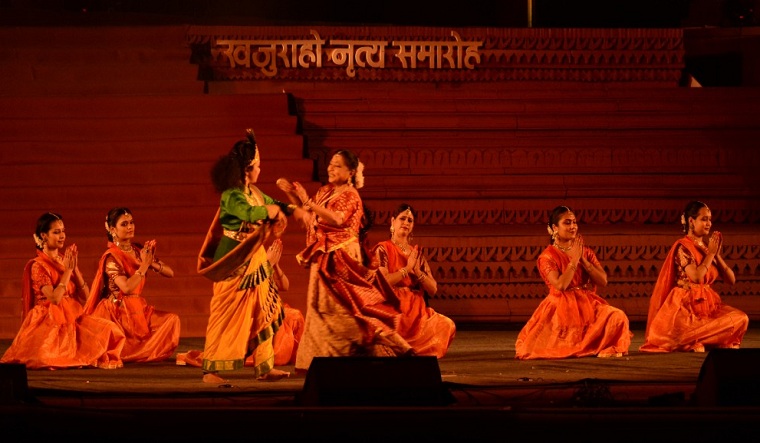 Artistes perform on the inaugural day of Khajuraho Dance Fest