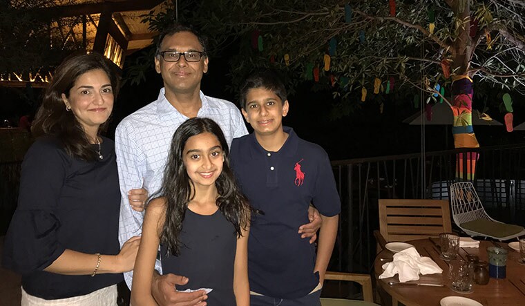 Suppport unit: Jauhar with wife, Sonia, and children, Mohan and Pia