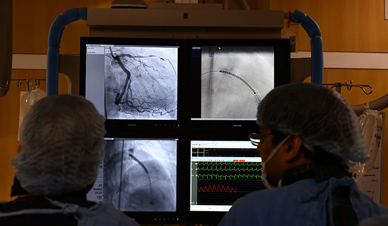 Screen guide: A stent placement procedure underway at PSRI heart institute in Delhi | Sanjay Ahlawat