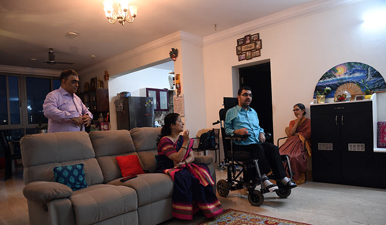 Tight unit: Dr Sarthak with parents, Sneha and K.N. Kamath (to his right), at home in Bengaluru.