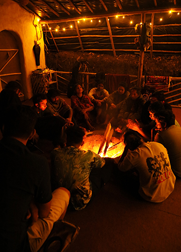 Camp camaraderie: Guests at Urvi Earth Centre.