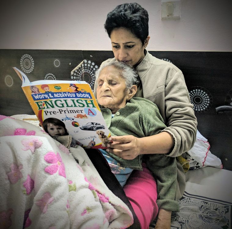 Book buddies: Jaspreet Kaur Chakkal with her mother.