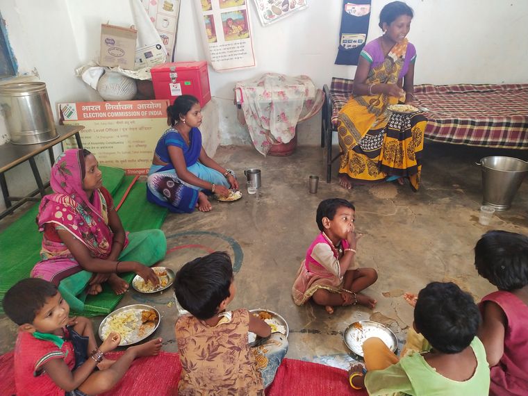 Food for thought: Pregnant women and children at an anganwadi centre in Chhattisgarh | Jessica Tigga