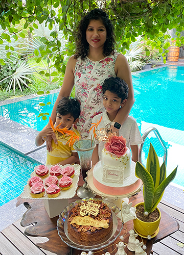 More than a mother: Reshma Adarsh Varghese with sons Ayaan and Aaryan.