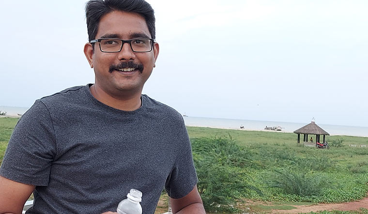 Fully fit: Surya Teja, 33, recovered from Ramsay Hunt Syndrome after taking an antiviral drug, a course of steriods and physiotherapy.