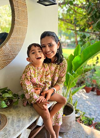Sonika Bhasin, from Mumbai, has climate anxiety (seen here with her son).