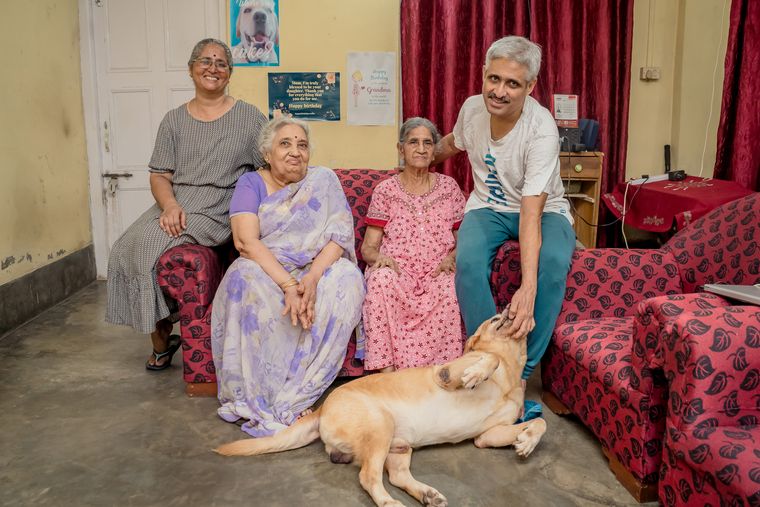 Family time: Ravi Kannan and wife, Seetha, with their mothers | Satadal Paul Choudhury