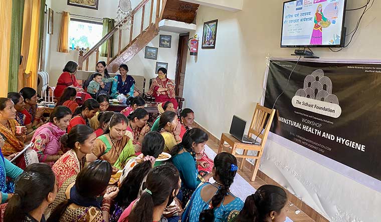 Taking on taboos: Women take part in a menstrual health and hygiene workshop jointly organised by Sheffield Hallam University and The Sidhast Foundation near Ranikhet, Uttarakhand | Madhumita Pandey