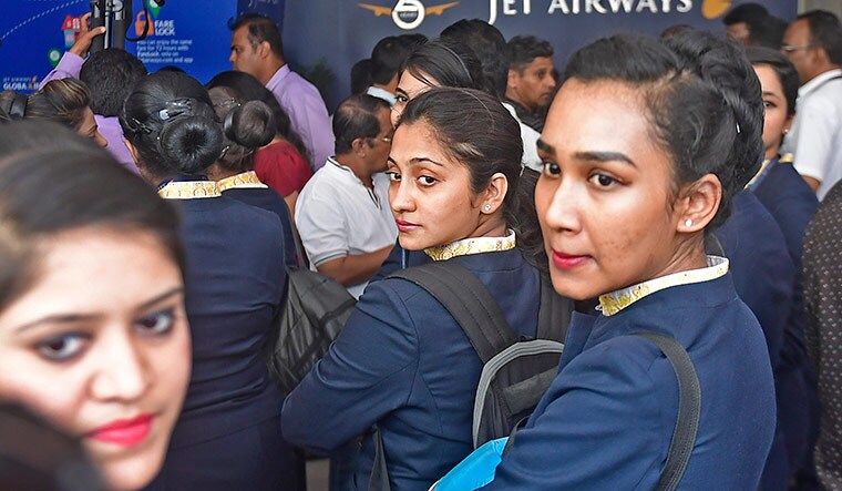 Tough times: Employees of Jet Airways at the company headquarters in Mumbai | Amey Mansabdar