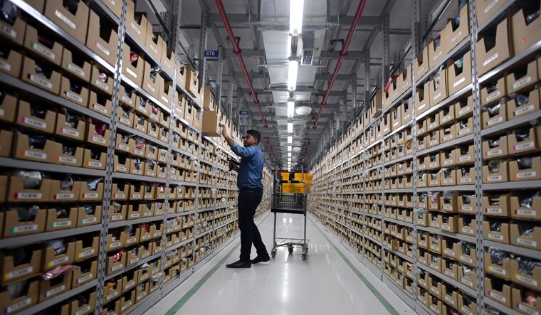 Uneasy giants: An Amazon India fulfilment centre near Bengaluru. The duopoly of Amazon and Flipkart may  be coming to an end | Bhanu Prakash Chandra
