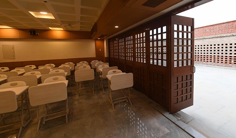 Lessons in modernity: A classroom at Nalanda University.