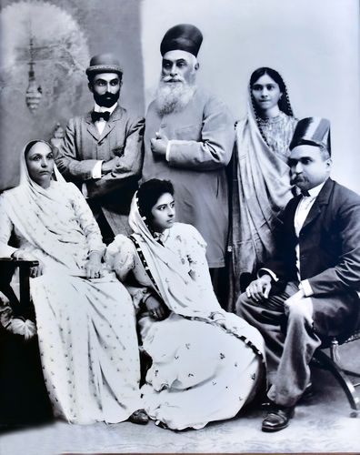 The first family: (Standing from left) Jamsetji Tata’s younger son Ratan, Jamsetji and Ratan’s wife; (sitting from left) Jamsetji’s wife Hirabai, Dorabji’s wife Meherbai and Dorabji.