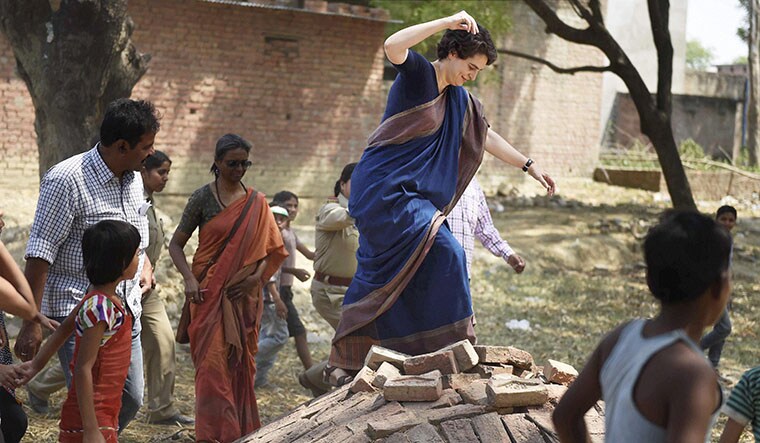 Amethi: Priyanka Vadra during an election compaign for her brother and Congress Vice President Rahul Gandhi in Amethi on Thursday. PTI Photo by Atul Yadav (PTI5_1_2014_000143A)