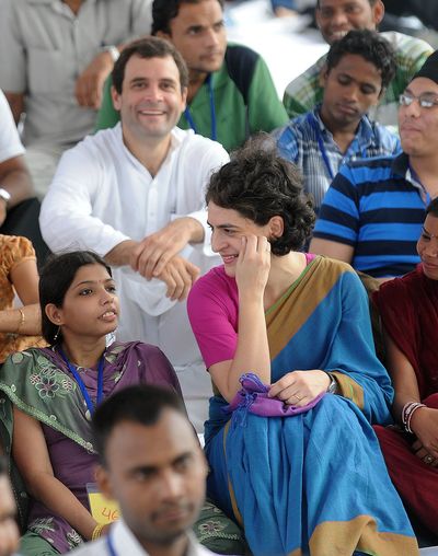 Priyanka and Rahul at a Rajiv Gandhi Foundation function in Delhi in 2012