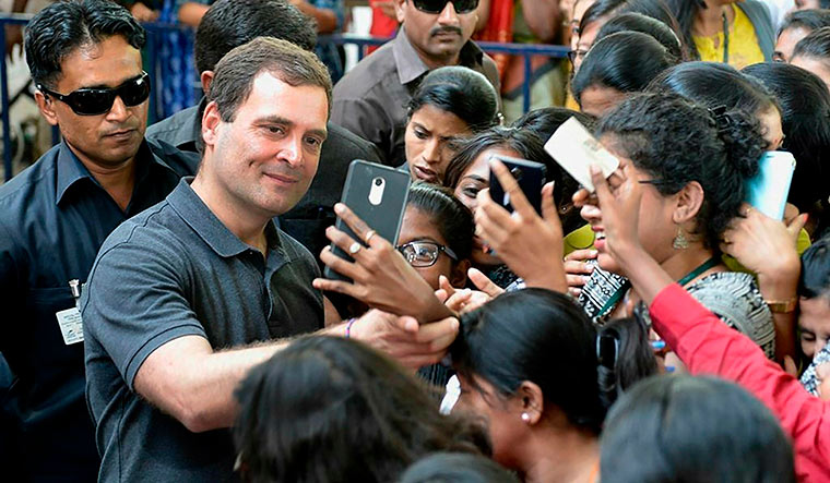 Click and connect: Rahul interacting with students at Stella Maris College in Chennai | PTI